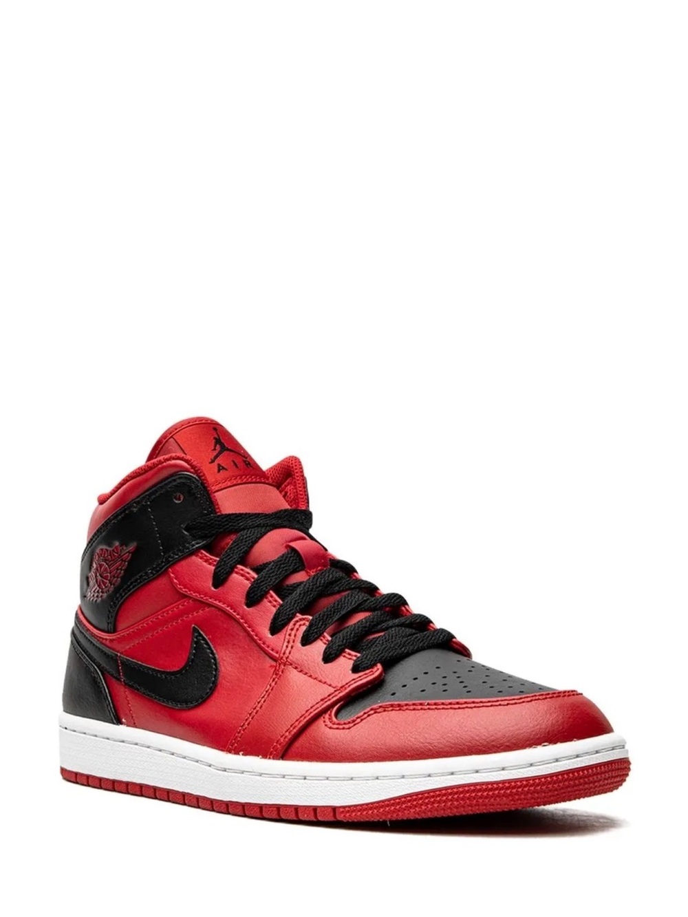 Air Jordan 1 Mid Reverse Bred Basketball Shoes in Red and Black